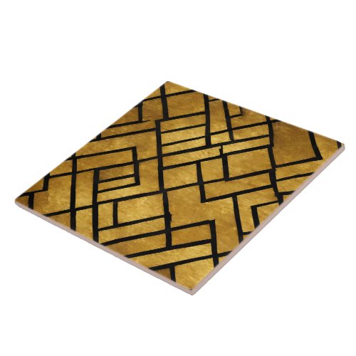Modern Gold Black Vintage Art Deco Collection Ceramic Tile