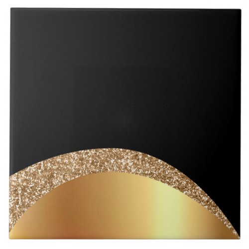 Modern Gold Black Wave  Ceramic Tile