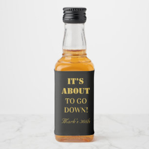 Modern Gold & Black Wedding Birthday Favor Liquor Bottle Label
