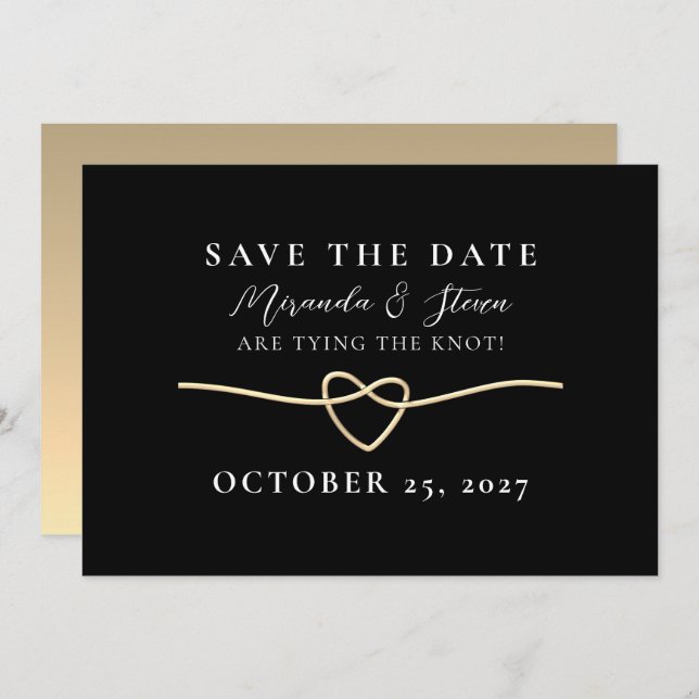 Modern Gold Black Wedding Save the Date (Front/Back)