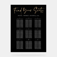 Modern Gold & Black Wedding Seating Chart