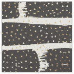 Modern Gold Black White Brush Strokes Triangles Fabric