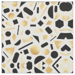 Modern Gold Black White Geometric Shapes Pattern Fabric