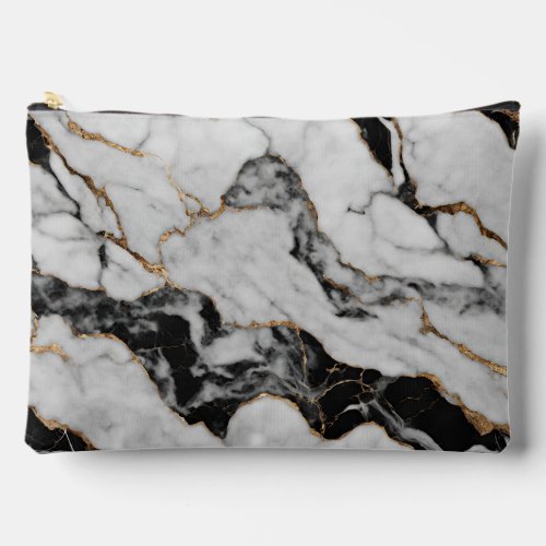 Modern Gold Black White Marble Accessory Pouch