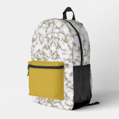Modern Gold Black White Marble Printed Backpack