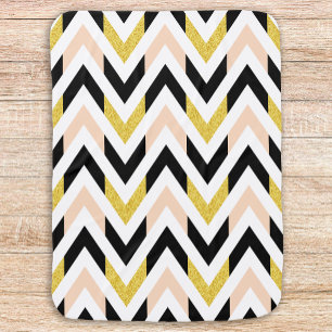 Modern Gold, Black, White, Pink Chevron Pattern Swaddle Blanket