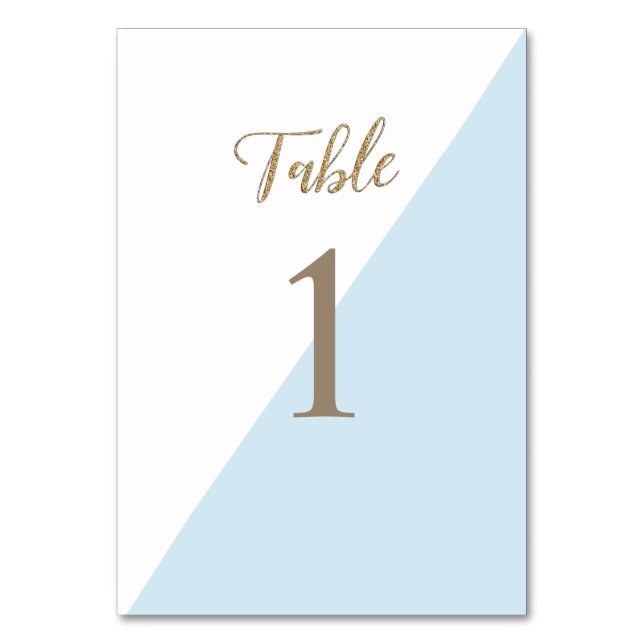Modern Gold Blue Baptism editable Table Number (Front)