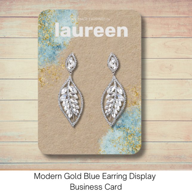Modern Gold Blue Earring Display  Business Card (Creator Uploaded)