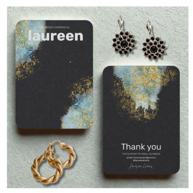 Modern Gold Blue Earring Display  Business Card (Creator Uploaded)