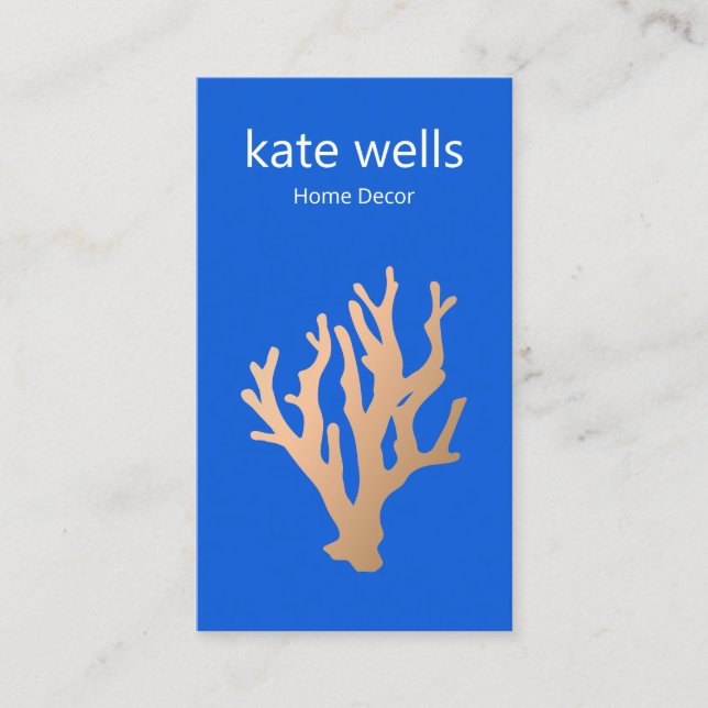 Modern Gold Blue Ocean Coral Reef Nautical Business Card (Front)