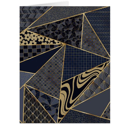 Modern Gold Blue Triangles Geometric pattern
