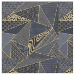 Modern Gold Blue Triangles Geometric pattern Fabric