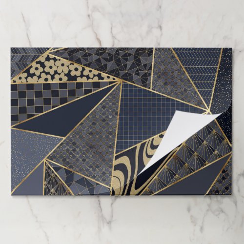 Modern Gold Blue Triangles Geometric pattern Paper Pad