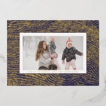 Modern Gold Blue White Christmas Frame Photo Happy Foil Holiday Card<br><div class="desc">Modern Gold Blue White Christmas Frame Photo Happy Foil Holiday Card 
*real gold foil
*Please contact us for additional stationery or check out our christmas holiday collections</div>