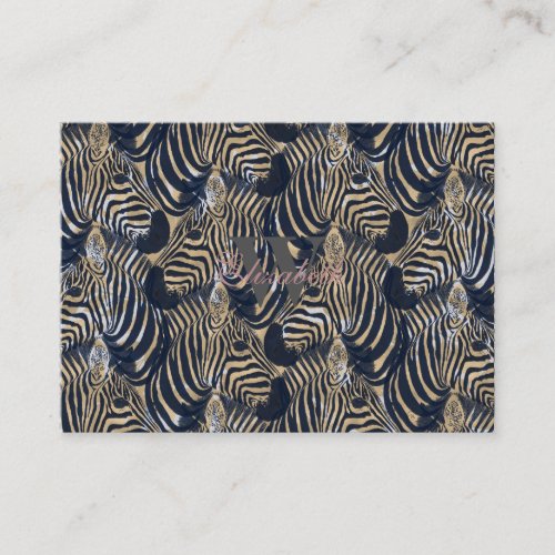 Modern Gold Blue Zebras Print Pattern Business Card