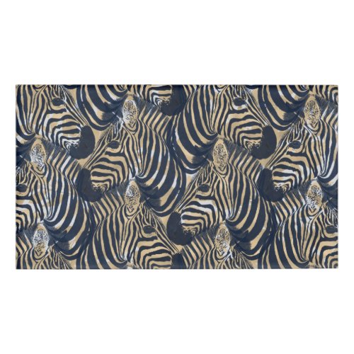 Modern Gold Blue Zebras Print Pattern Name Tag