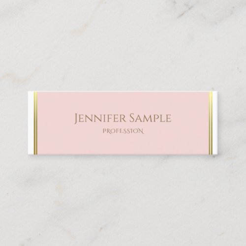 Modern Gold Blush Pink White Luxury Template Chic Mini Business Card