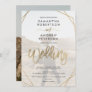 Modern gold boho frame simple photo script wedding invitation
