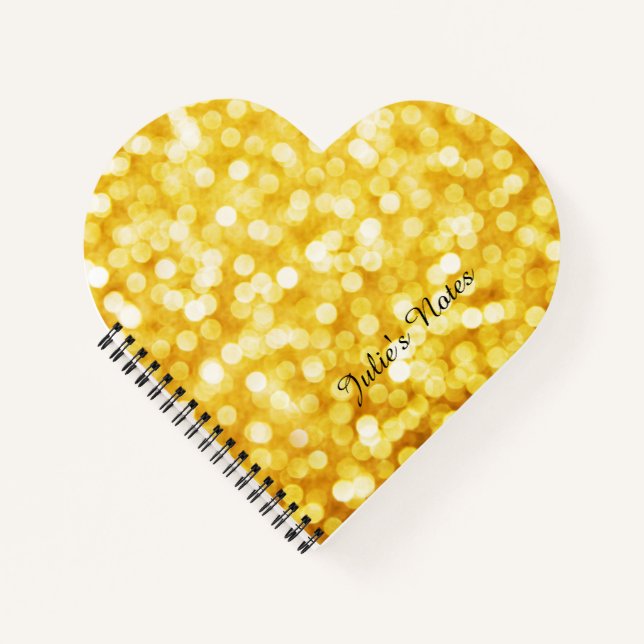 Modern Gold Bokeh Mini Spiral Notebook (Front)