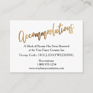 Modern Gold & Bokeh Wedding Accommodations Enclosure Card