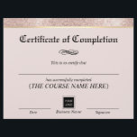Modern Gold Border Blush Certificate of Completion<br><div class="desc">Modern Gold Border Blush Pink Certificate of Completion Awards.</div>