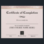 Modern Gold Border Blush Certificate of Completion<br><div class="desc">Modern Gold Border Blush Pink Certificate of Completion Awards.</div>
