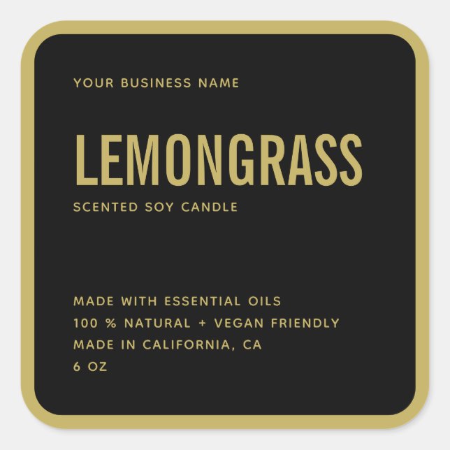 Modern gold border candle label (Front)