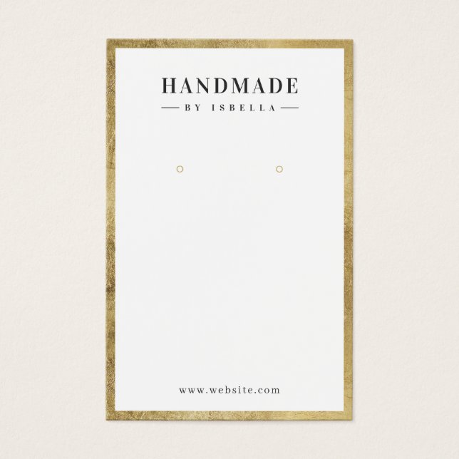 Modern gold border custom jewelry earring display (Front)