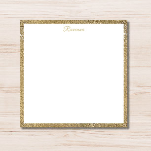 Modern Gold Border Handwriting Personalized Name Note Card