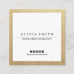 Modern Gold Border Multi-purpose Social Media Square Business Card