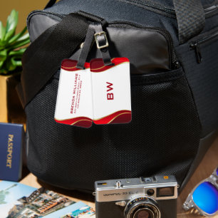 Modern Gold border on white Luggage Tag