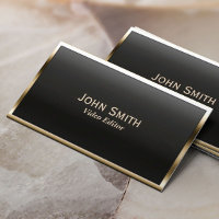 Modern Gold Border Video Editor Business Card