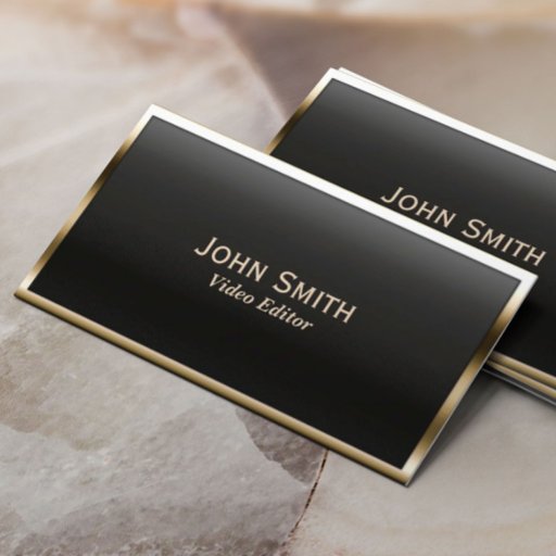 Customizable Gold Border Video Editor Business Card