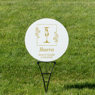 Modern Gold Botanical Letter I  Wedding Sign