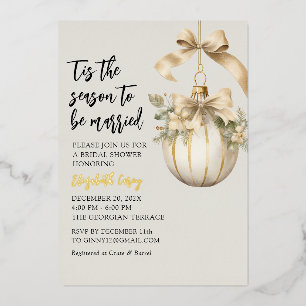 Modern Gold Bridal Shower Christmas Ornaments Foil Invitation