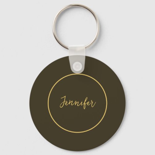 Modern Gold  Brown Color Calligraphy Plain Unique Keychain