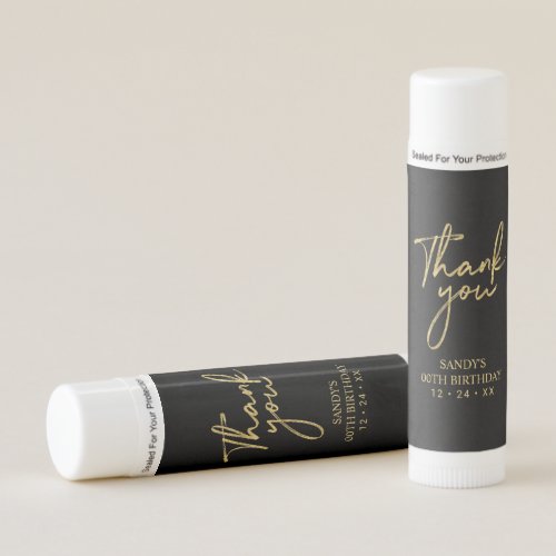 Modern Gold Brush Lettering Party Favor Thank you  Lip Balm