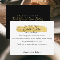 Modern Gold Brush Stroke Cake Care Instructions