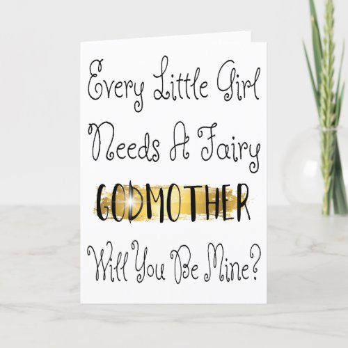 Modern Gold Brush Stroke Godmother Photo Proposal Card