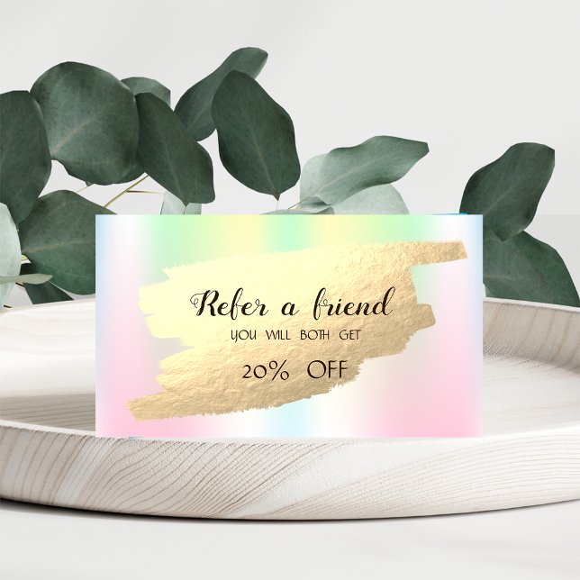 Modern Gold Brush Stroke Holographic Referral Card (Creator Uploaded)
