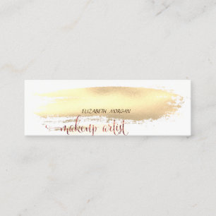 Modern Gold Brush Stroke, Lipstick, Makeup Mini Business Card