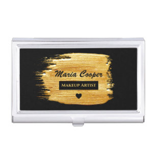 Modern Gold Brush Stroke Make Up Artist Custom Business Card Case