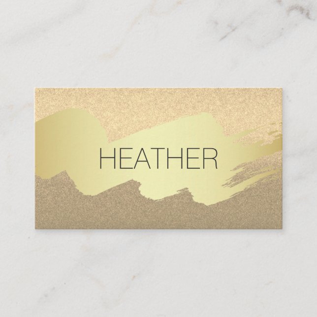 Modern Gold Brushed Glamour Business Card (Front)