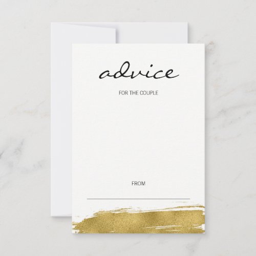 Modern Gold Brushstroke Wedding Advice Card
