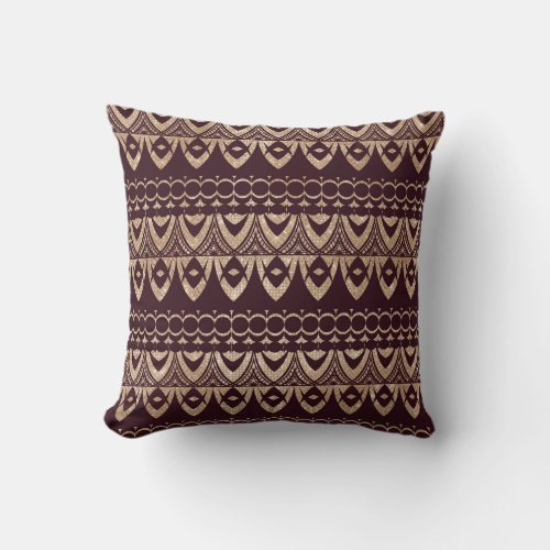 Modern Gold Burgundy Glitter Geometric Aztec Throw Pillow