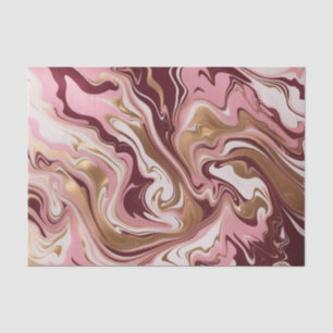 Modern Gold Burgundy Pink Marble Fluid Birthday Tissue Paper