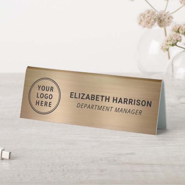 Modern Gold Business Logo Name Table Tent (In SItu (Table))