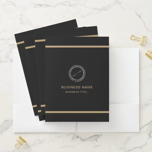 Modern Gold Business Name & Logo Realtor Pocket Folder (In Situ)