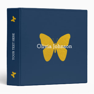 Modern Gold Butterflies 3-Ring Binder Home Office