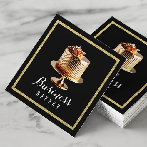Modern Gold Cake Home Bakery Pastry Chef  Square Business Card